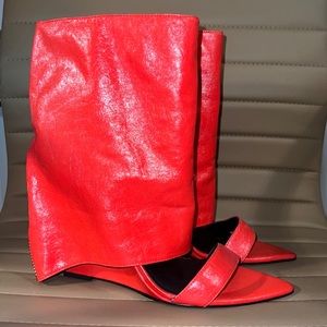 LustForLife Red Real Leather Wedge Boot